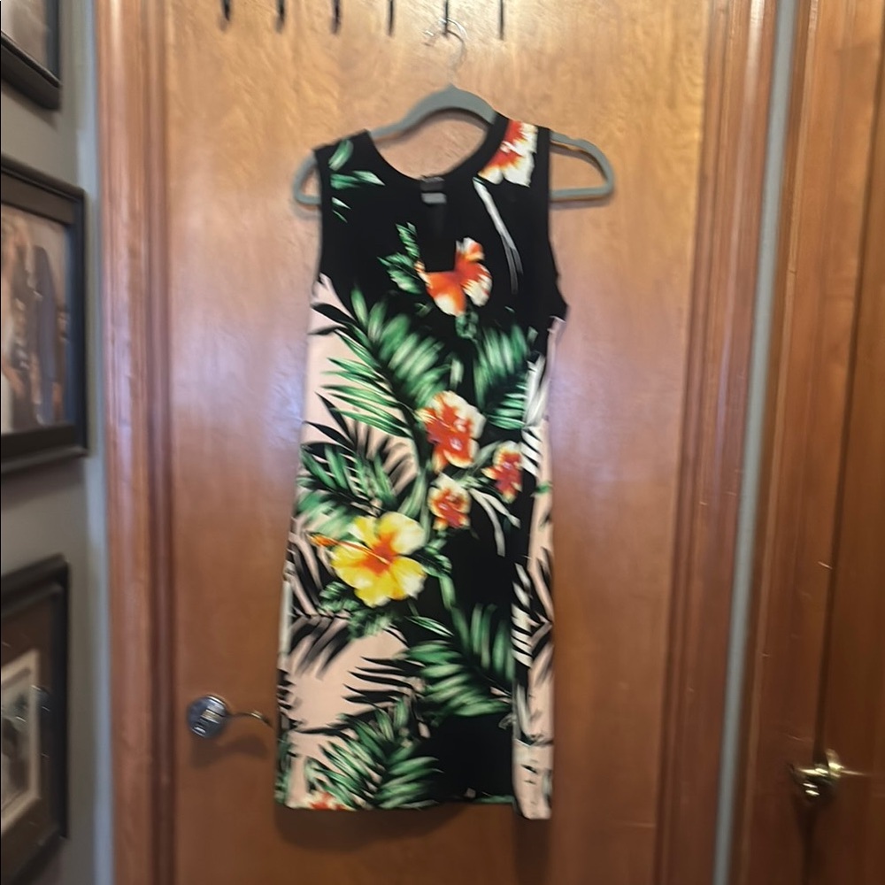 dh NEW YORK Green and Black Sheath Mini Dress Resort Wear